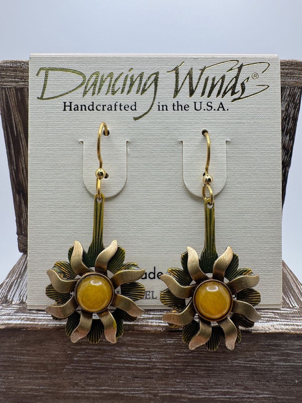 Yellow Jade Flower Earrings
