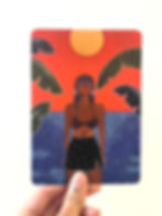 Blue and orange card made of original painting Asha