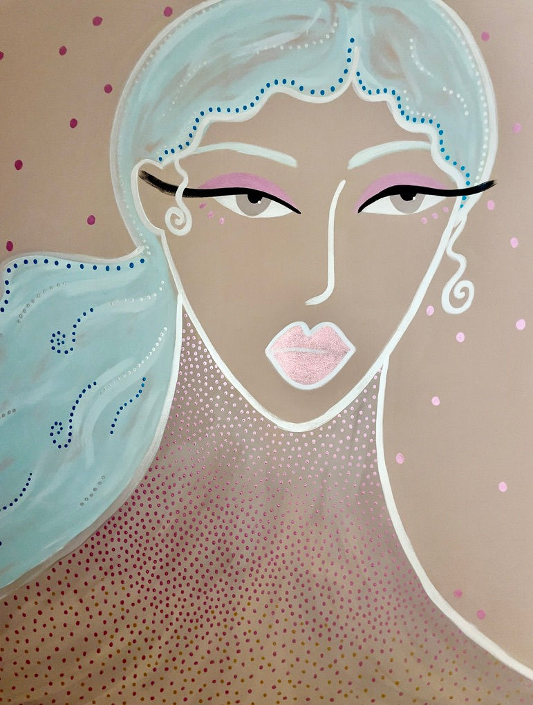 Details of the painting printed on the fabric