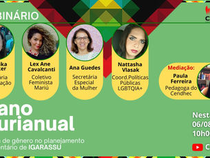 Cendhec realiza incidência política com webinário sobre gênero na construção do PPA de Igarassu