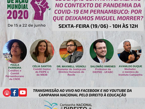 Seminário virtual discute direito à educação e desigualdades no contexto de pandemia em Pernambuco