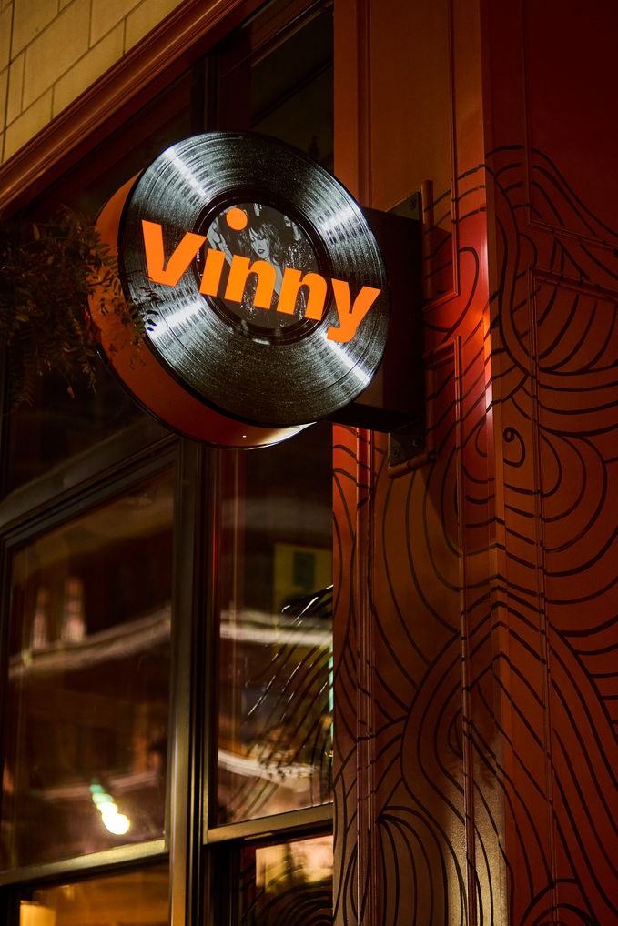 Vinny Restaurant + Vinyl Bar branding and identity system