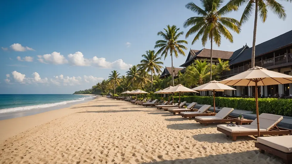 Wide angle view of The St. Regis Bali Resort beach