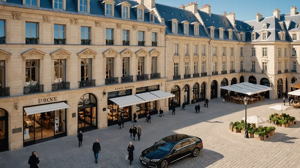 High angle view of the luxurious boutiques at Place Vendôme