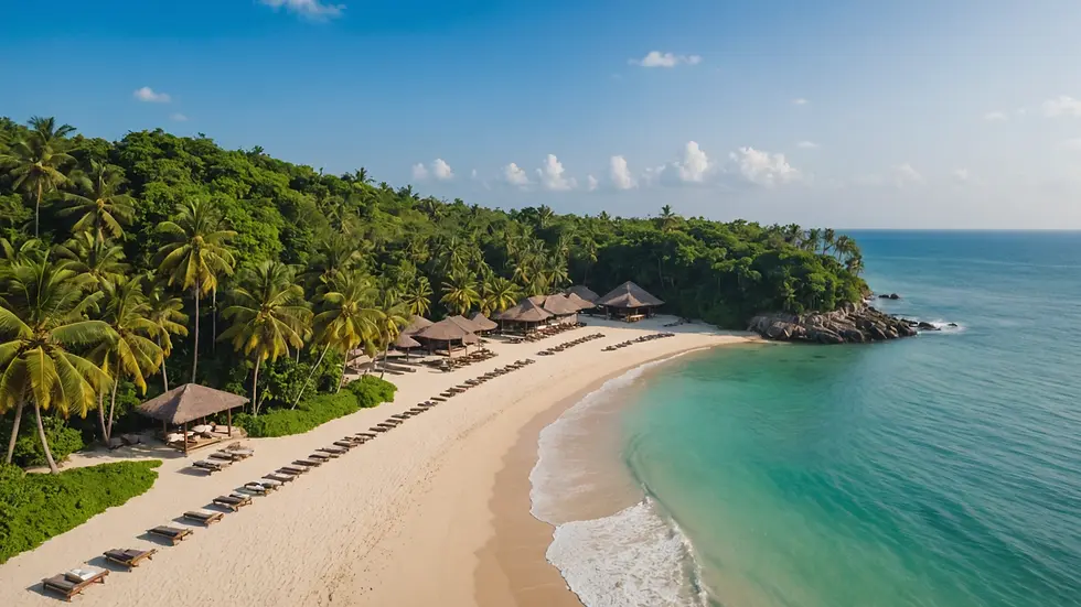 High angle view of Salinda Resort's private beach