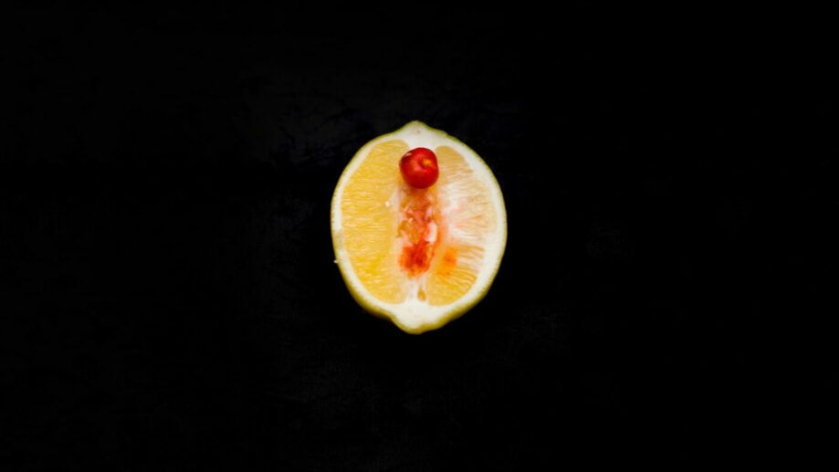 orange with fake blood to mimic period hero image