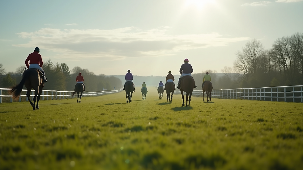 Wide angle view of a National Hunt training track
