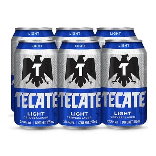 Cerveza clara Tecate light 6 latas de 355 ml c/u