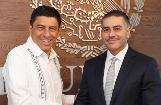 Harfuch y Salomón Jara evalúan trabajos de seguridad en Oaxa