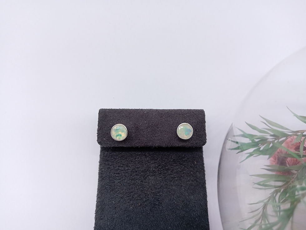 Thumbnail: Round opal stud earrings 