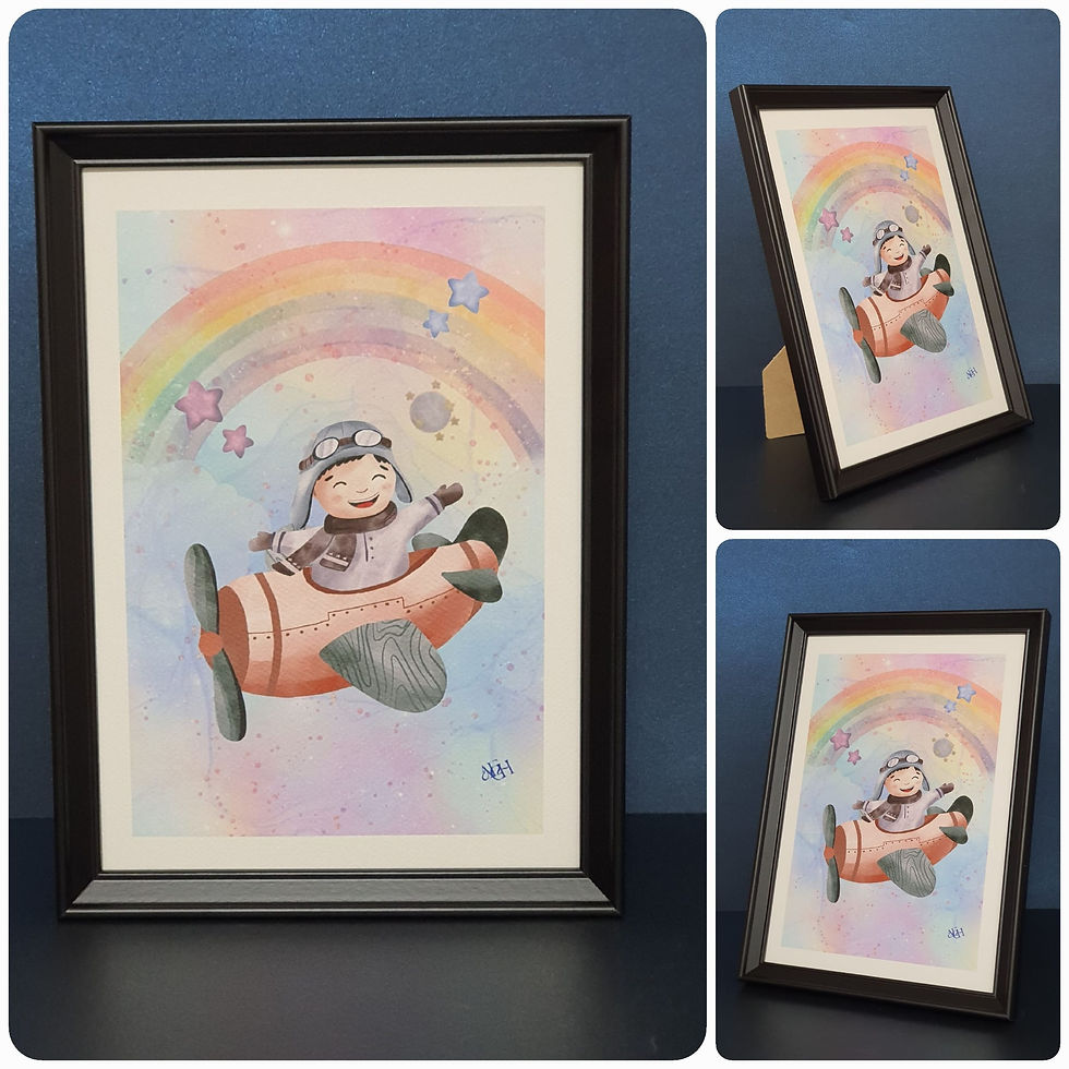 Æ Kinder Ilustrationen "Kind und Flugzeug"