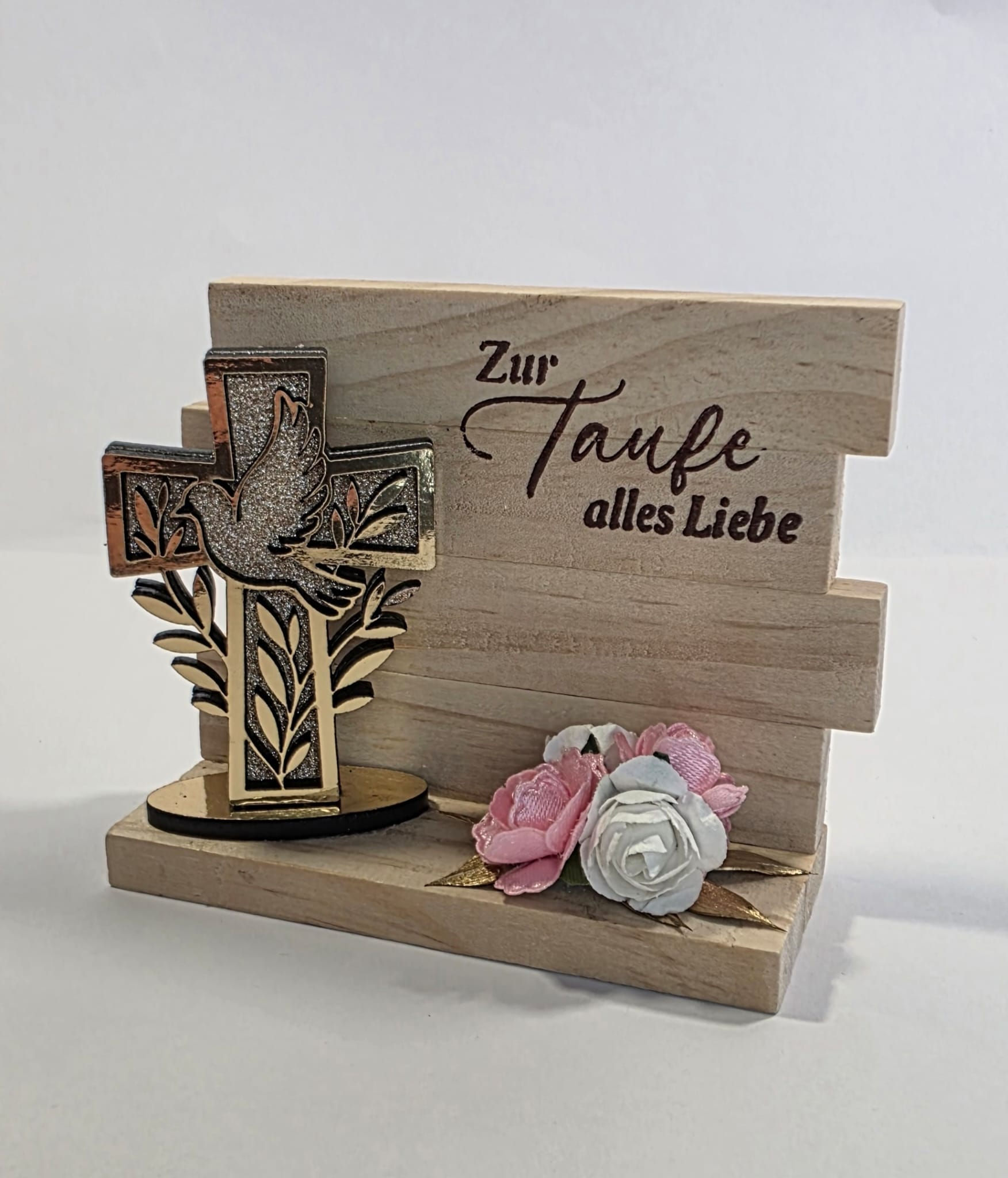 Æ Baby Gästgeschenk, Mod.Kreuz und Taube