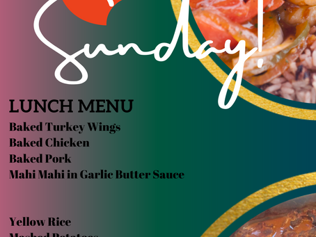 Sunday's Lunch Menu