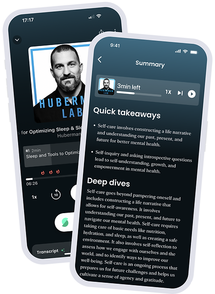 App screenshot featuring Huberman Lab podcast