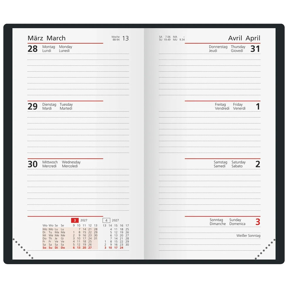 Миниатюра: Еженедельник карманный датированный 2027 Brunnen А6 Black 7016903017