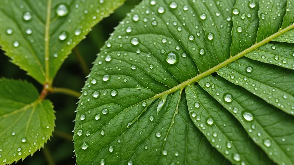 Close-up view of dew-covered green leaf