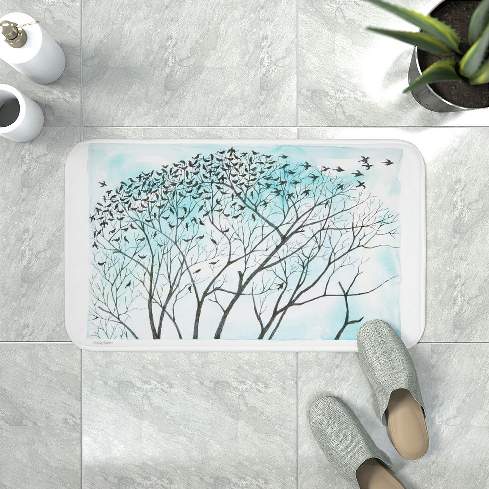 Flying South by Ikki Matsumoto Memory Foam Bath Mat