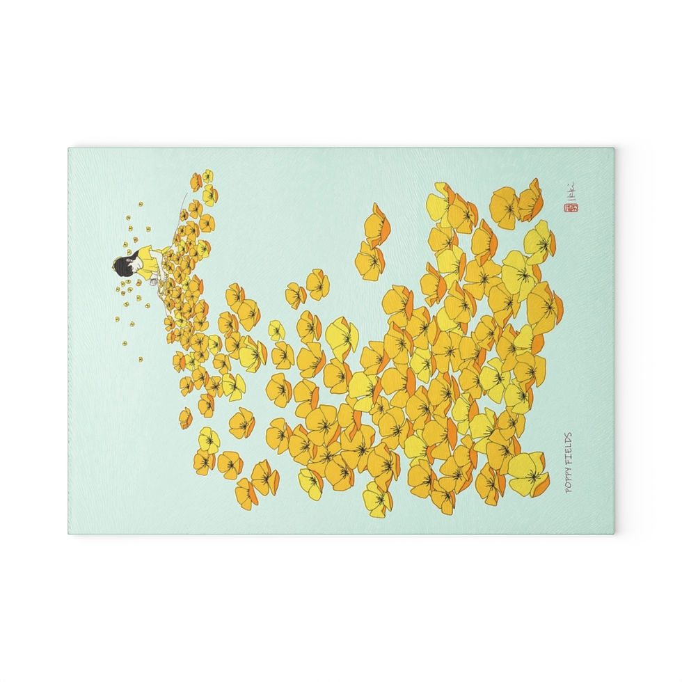 Thumbnail: Poppy Fields by Ikki Matsumoto Glass Cutting Board
