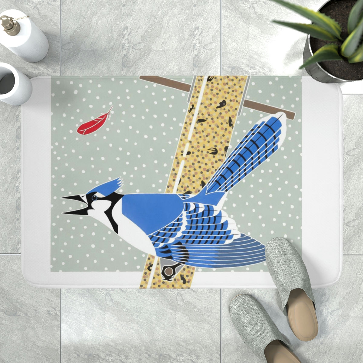 Feeder Invader by Ikki Matsumoto Memory Foam Bath Mat