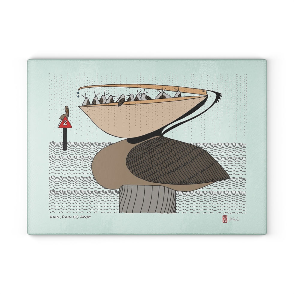 Thumbnail: Rain, Rain Go Away by Ikki Matsumoto Glass Cutting Board