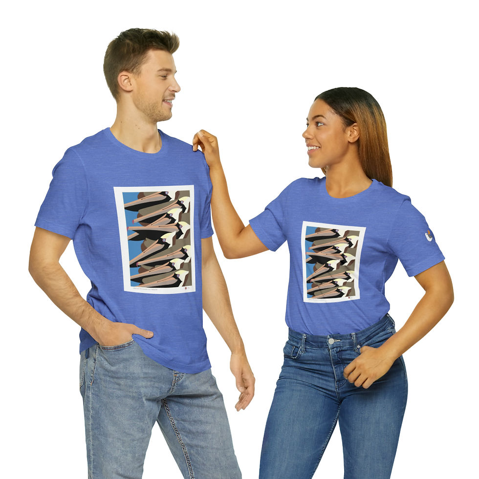 Thumbnail: Brown Pelicans on Parade Unisex Jersey Short Sleeve Tee by Ikki Matsumoto