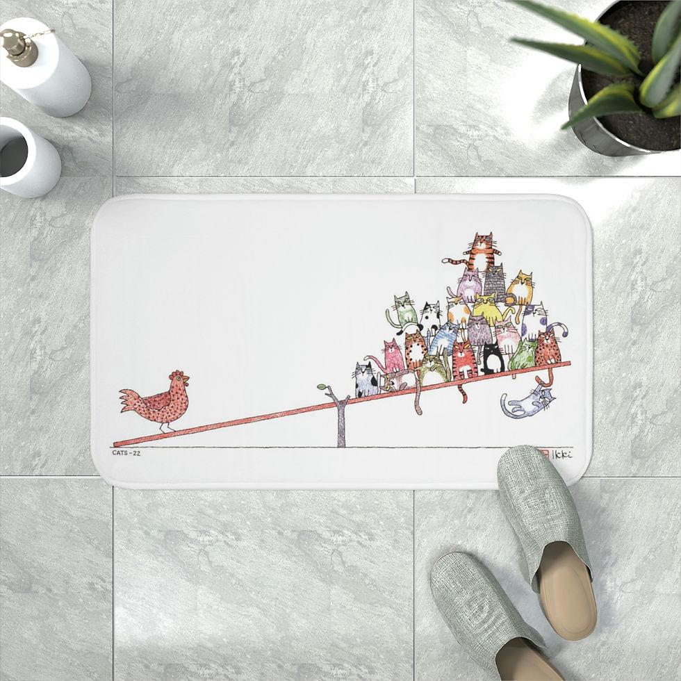 Cats 22 by Ikki Matsumoto Memory Foam Bath Mat