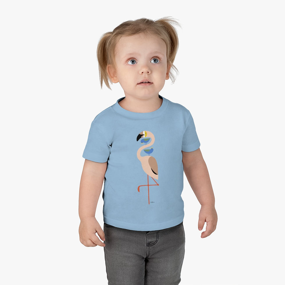 Thumbnail: Flamingo and Blue Birds by Ikki Matsumoto Infant Cotton Jersey Tee
