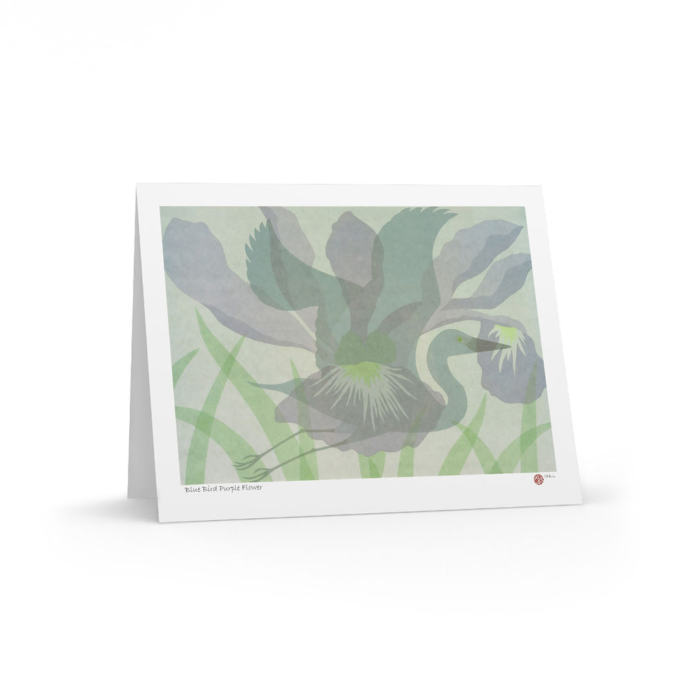 Thumbnail: Blue Bird Purple Flower by Ikki Matsumoto Cards - 8, 16, or 24 Pieces