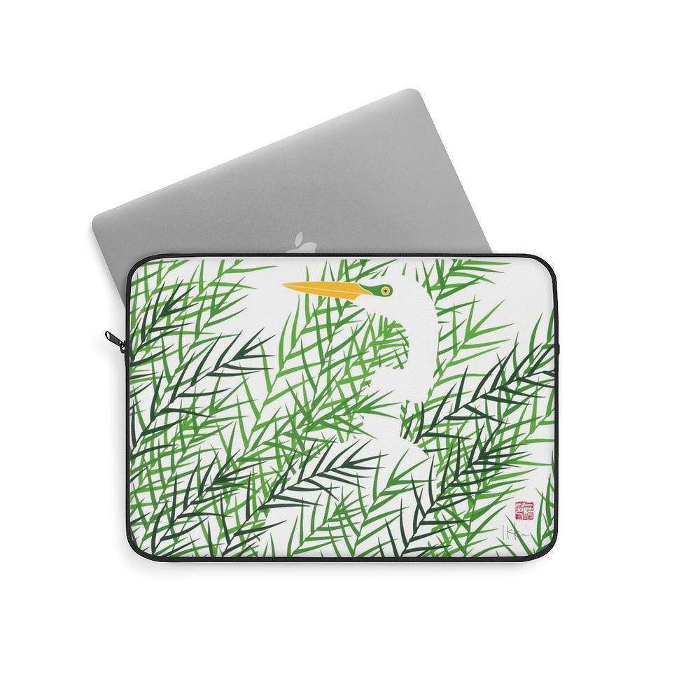 Thumbnail: Egret in The Grass Laptop Sleeve by Ikki Matsumoto 