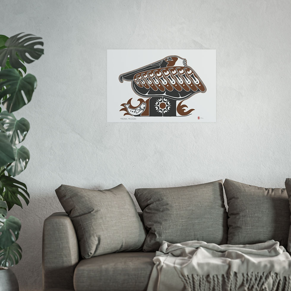 Thumbnail: Tribal Pelican Satin and Archival Matte Posters by Ikki Matsumoto