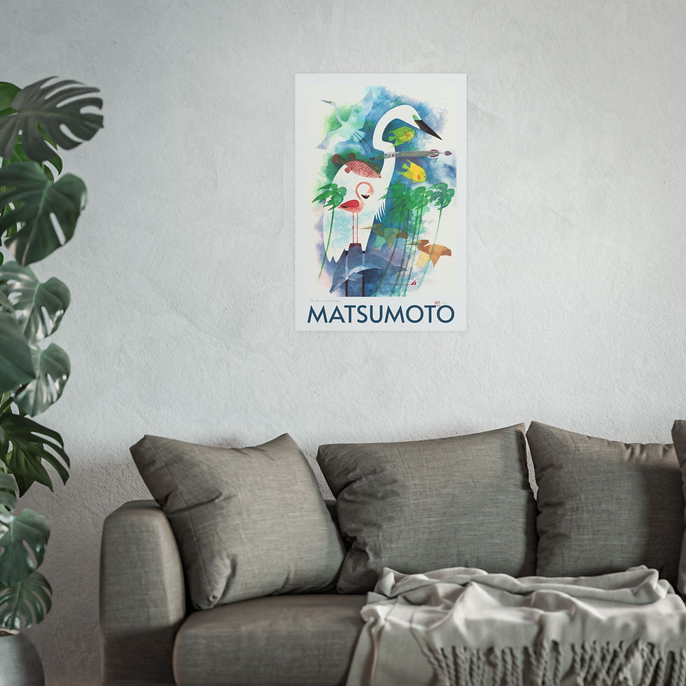 Thumbnail: Red Sails Blue Fantasy Satin and Archival Matte Posters by Ikki Matsumoto