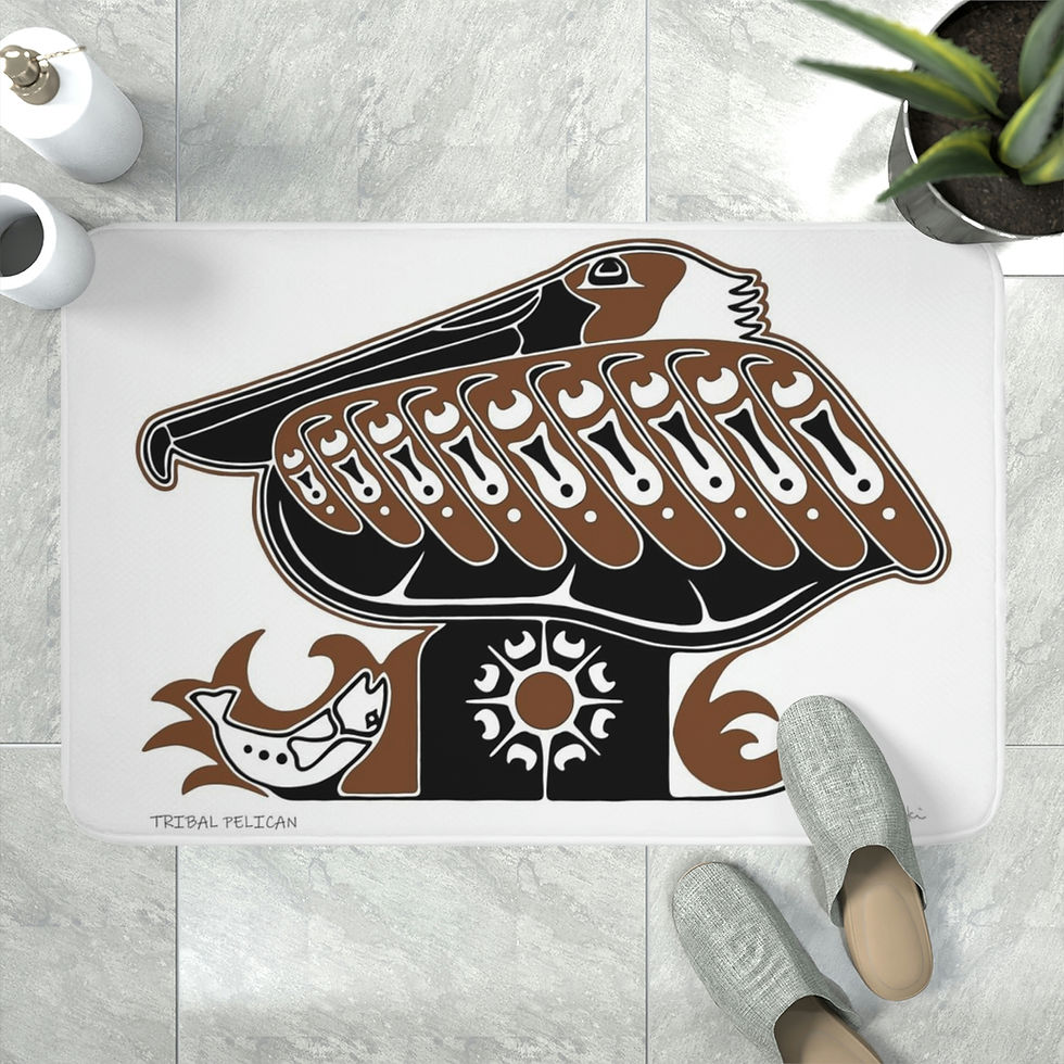 Thumbnail: Tribal Pelican by Ikki Matsumoto Memory Foam Bath Mat