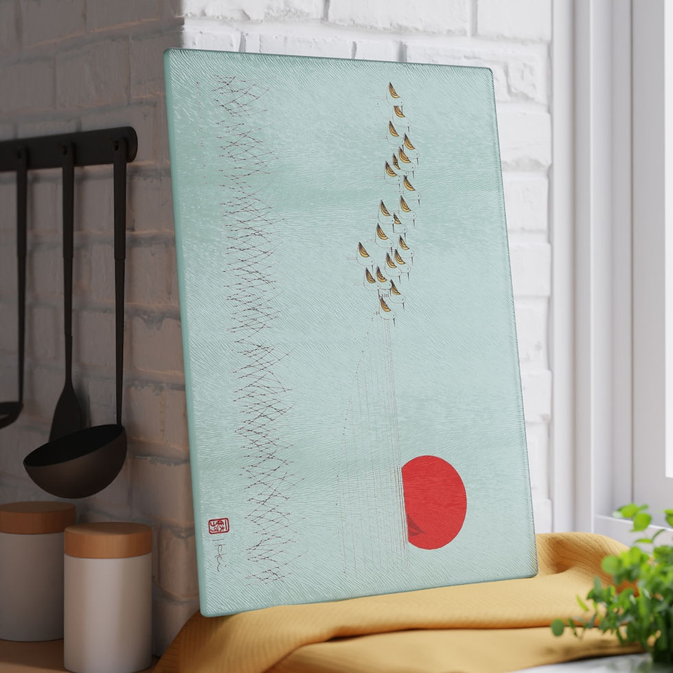 Thumbnail: Red Sails in the Sunset by Ikki Matsumoto Glass Cutting Board