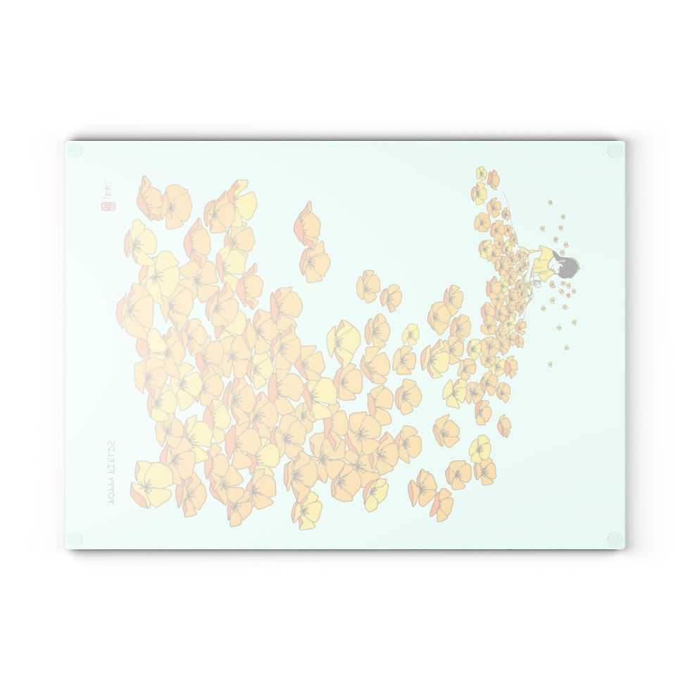 Thumbnail: Poppy Fields by Ikki Matsumoto Glass Cutting Board
