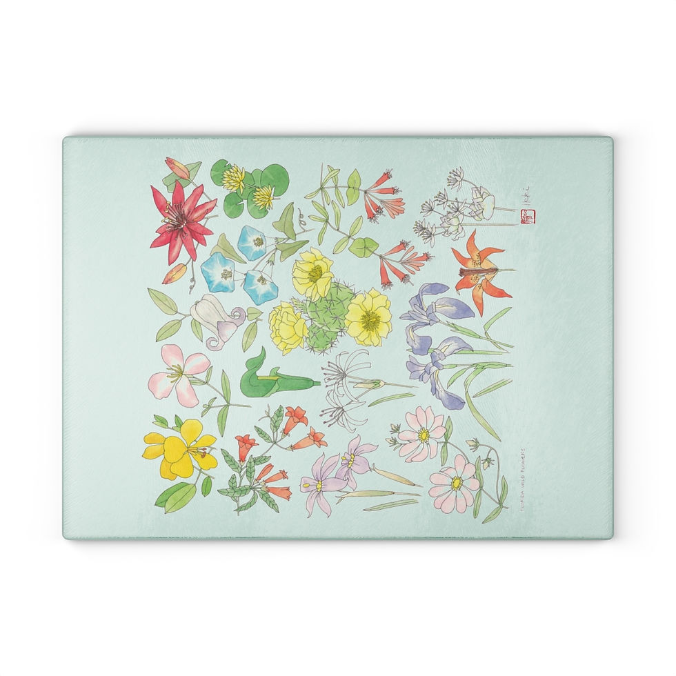 Thumbnail: Florida Wildflowers by Ikki Matsumoto Glass Cutting Board
