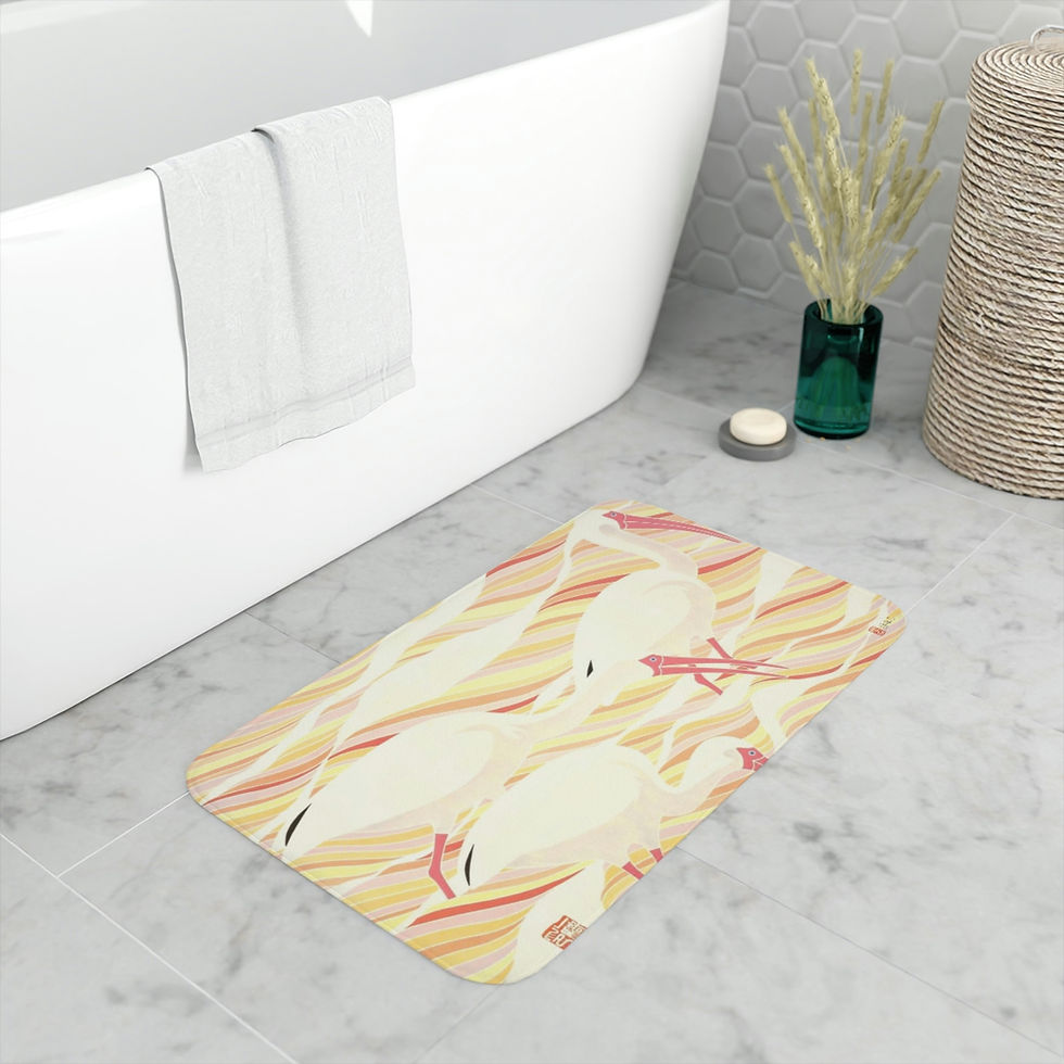 Thumbnail: White Ibis by Ikki Matsumoto Memory Foam Bath Mat