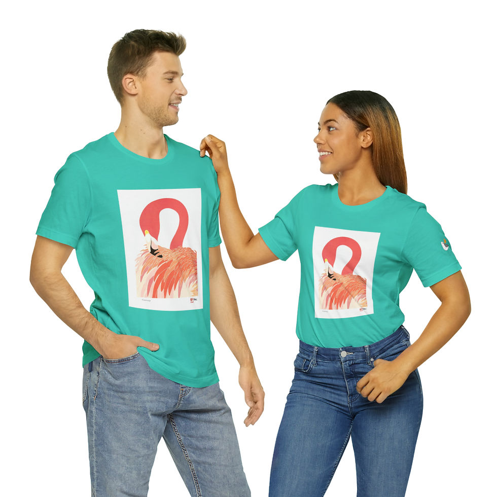 Thumbnail: Flamingo Unisex Jersey Short Sleeve Tee by Ikki Matsumoto