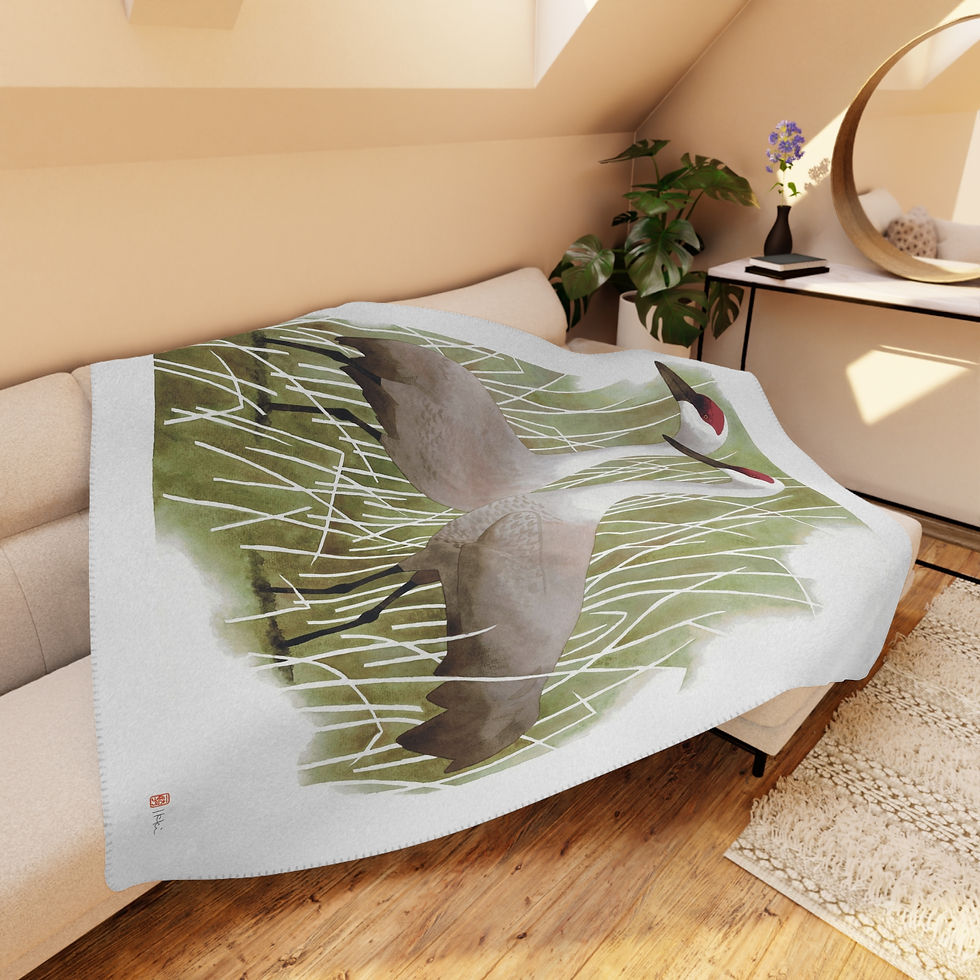 Thumbnail: Sandhill Cranes by Ikki Matsumoto Tan Sherpa Blanket