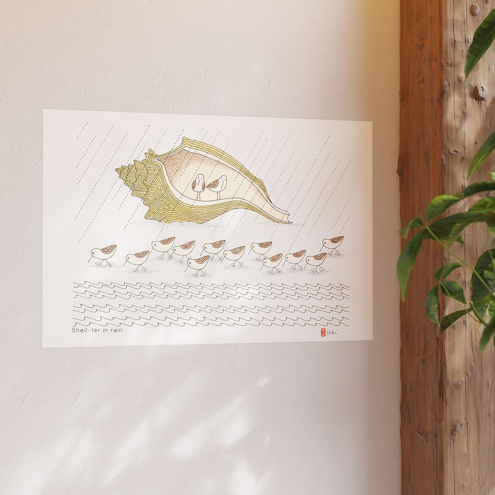 Thumbnail: Shell-ter in the Rain Satin and Archival Matte Posters by Ikki Matsumoto