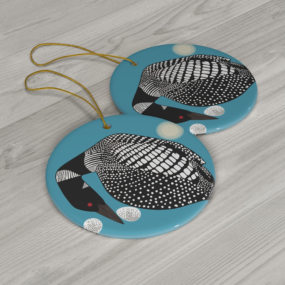 Thumbnail: Moon and Loon Ceramic Ornament by Ikki Matsumoto 