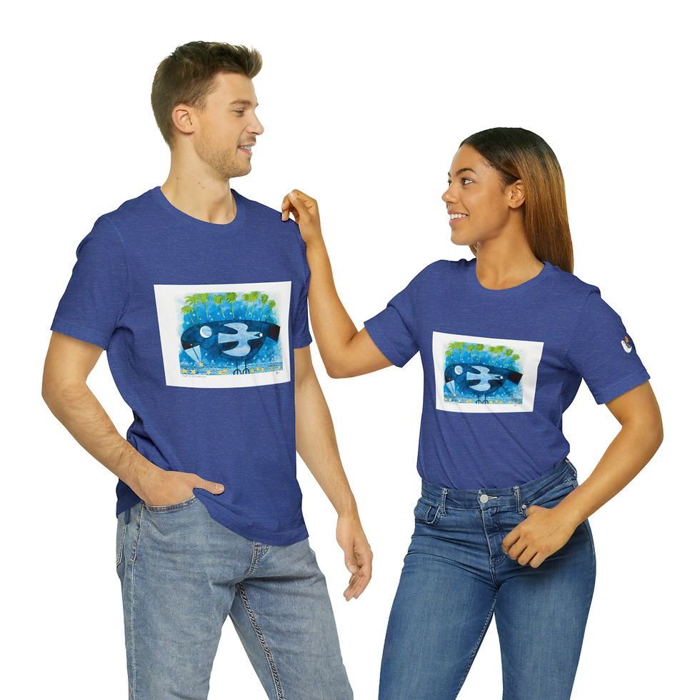 Thumbnail: Night of a Starry Fish Unisex Style Jersey Short Sleeve Tee by Ikki Matsumoto