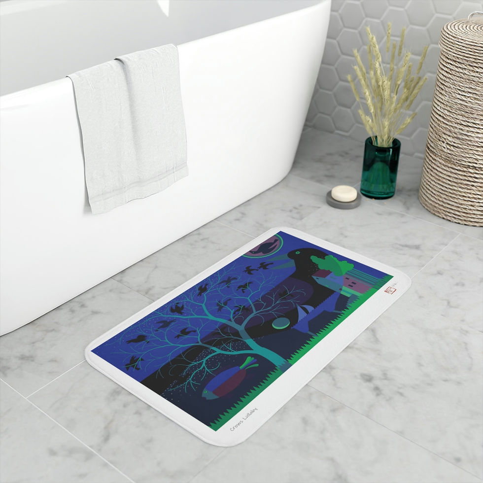 Thumbnail: Crows Lullaby by Ikki Matsumoto Memory Foam Bath Mat