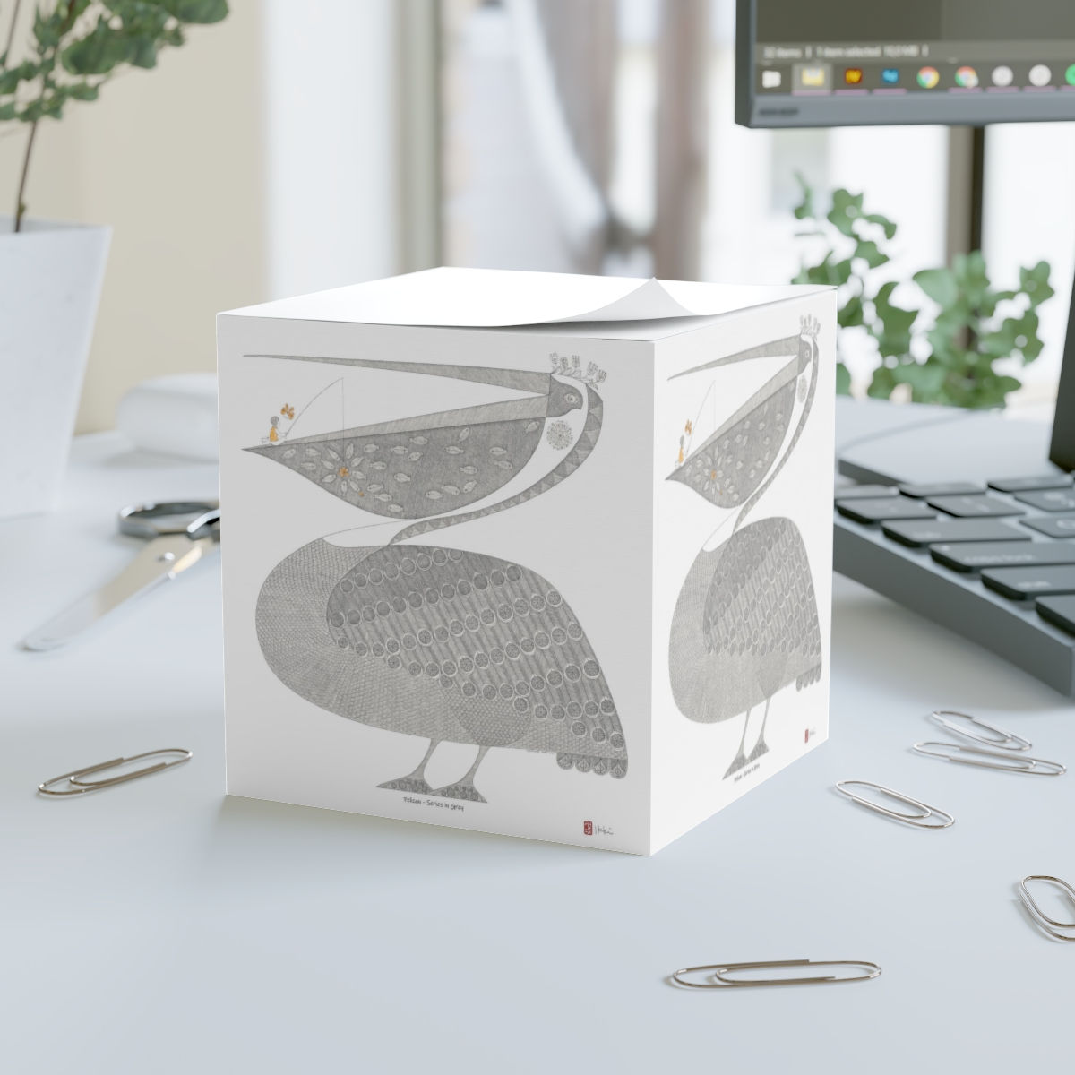 Series in Grey - Pelican by Ikki Matsumoto Note Cube