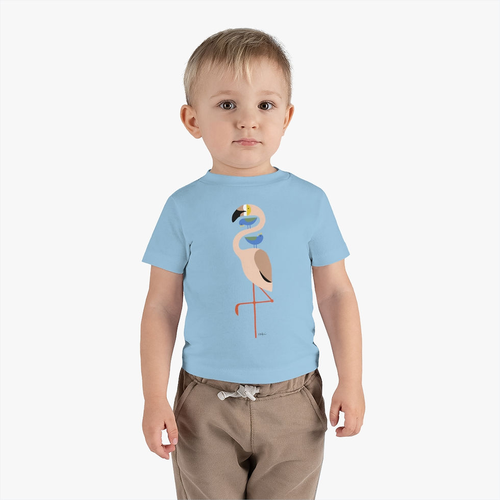 Thumbnail: Flamingo and Blue Birds by Ikki Matsumoto Infant Cotton Jersey Tee