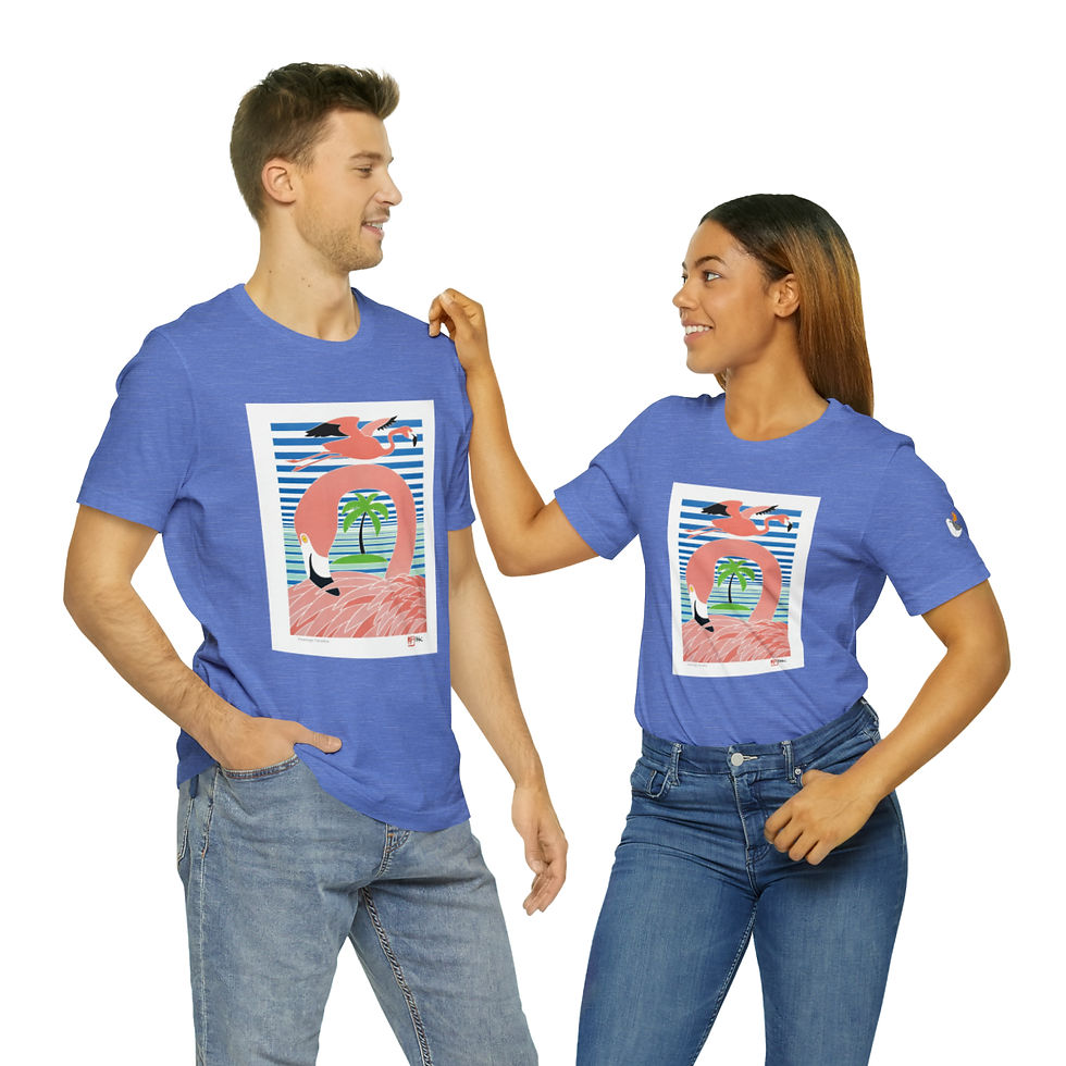 Thumbnail: Flamingo in Paradise Unisex Jersey Short Sleeve Tee by Ikki Matsumoto