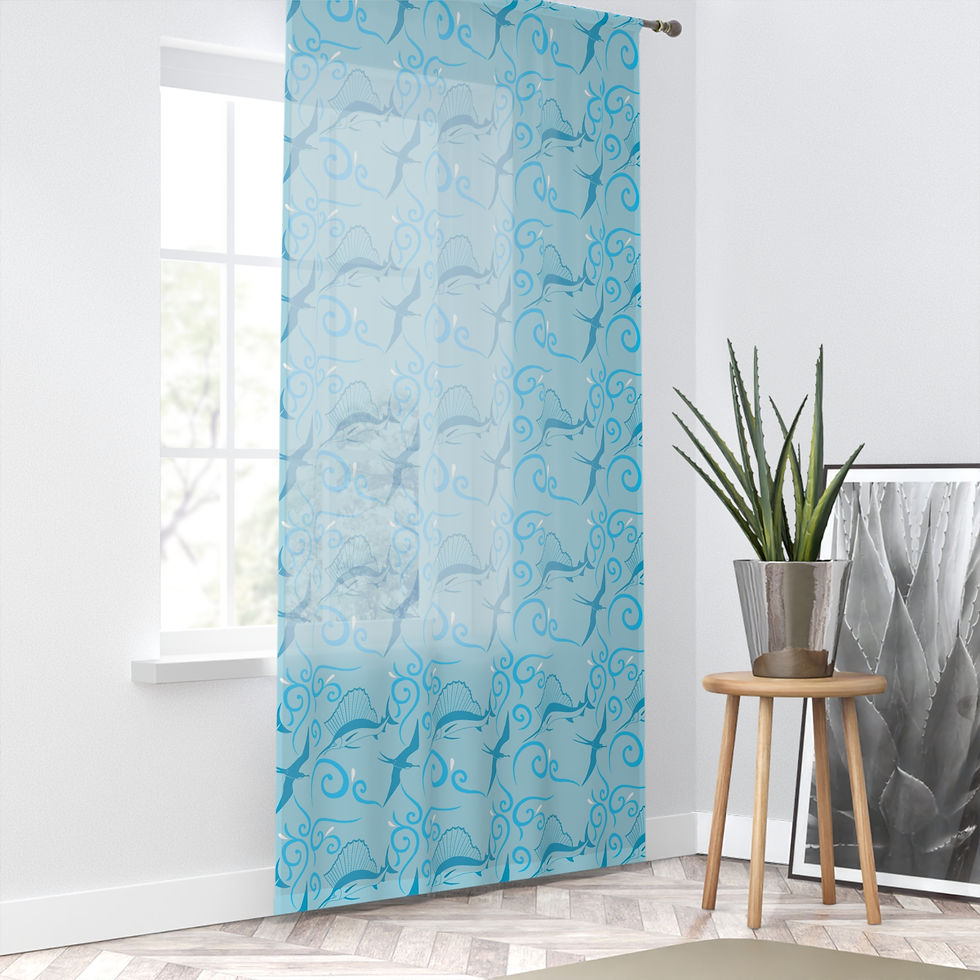 Swordfish and Frigates by Ikki Matsumoto Window Curtain
