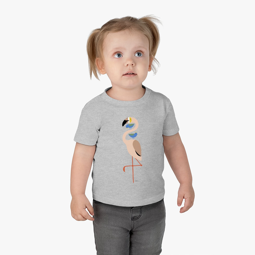 Thumbnail: Flamingo and Blue Birds by Ikki Matsumoto Infant Cotton Jersey Tee