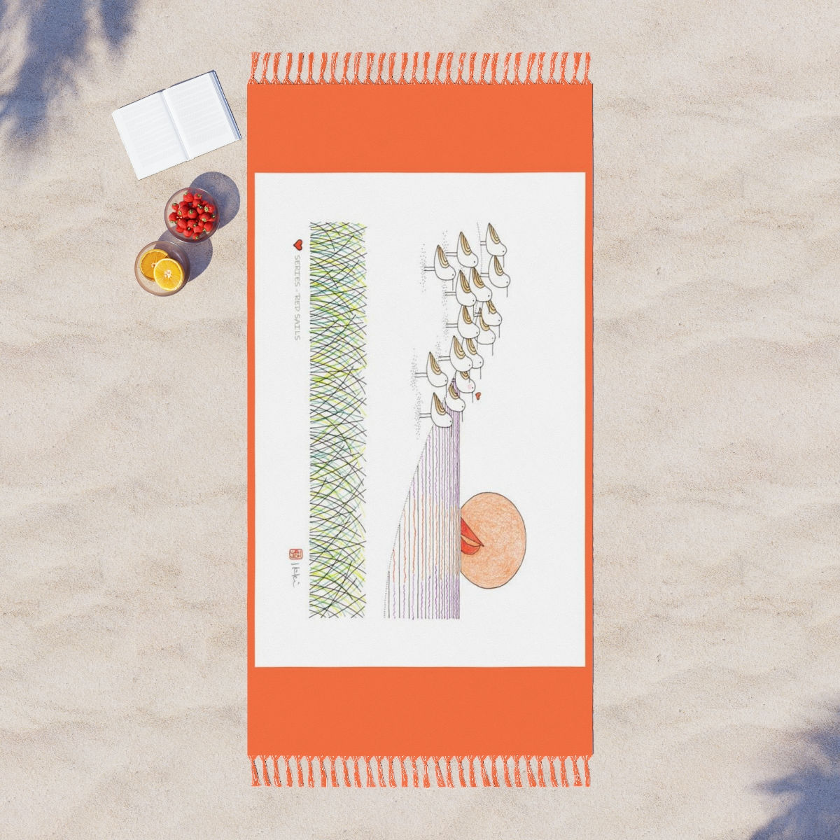 Heart Series - Red Sails by Ikki Matsumoto Boho Beach Cloth