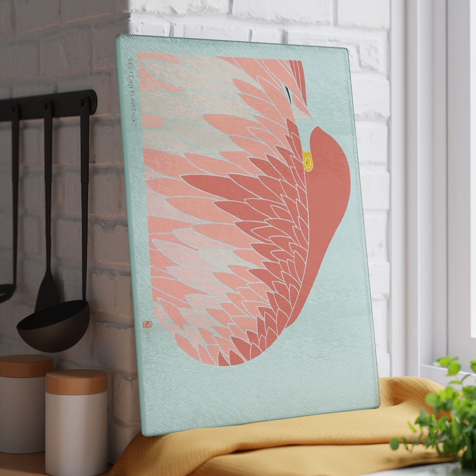 Thumbnail: Resting Flamingo by Ikki Matsumoto Glass Cutting Board