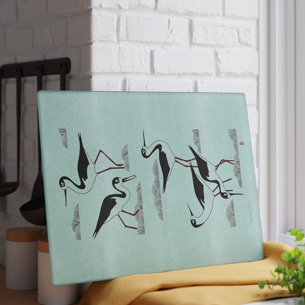 Thumbnail: Black Skimmers by Ikki Matsumoto Glass Cutting Board